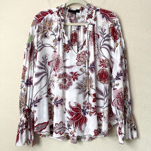 Sanctuary Tops - Sanctuary Boho Floral Print Peasant Lightweight Blouse Top